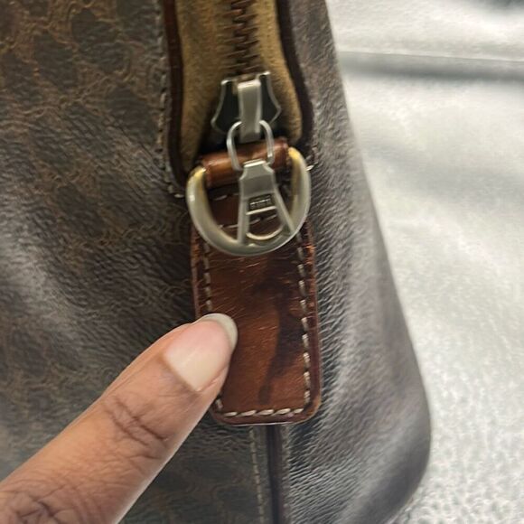 Celine Alma Top Handle Shoulder Bag Brown Triomphe Signature Logo Print - Picture 6 of 15